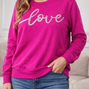Jane + Delancey Pink Love Embroidered Sweatshirt Women’s Large